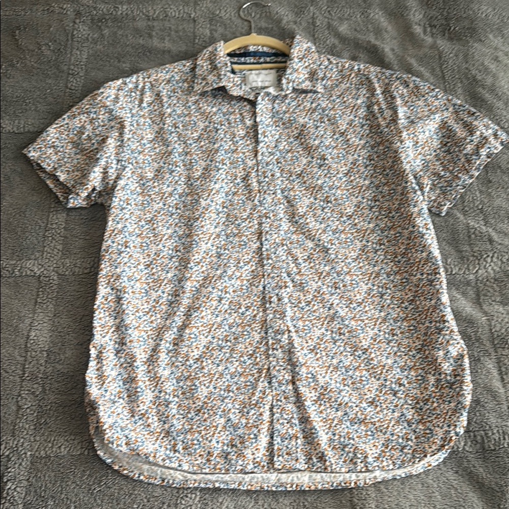 Denim & Flower Blue and Brown Casual Button Down Shirt